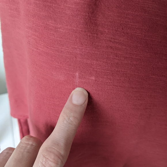 coral long sleeve flowy cropped hem top with lace sleeves, small - Picture 9 of 11